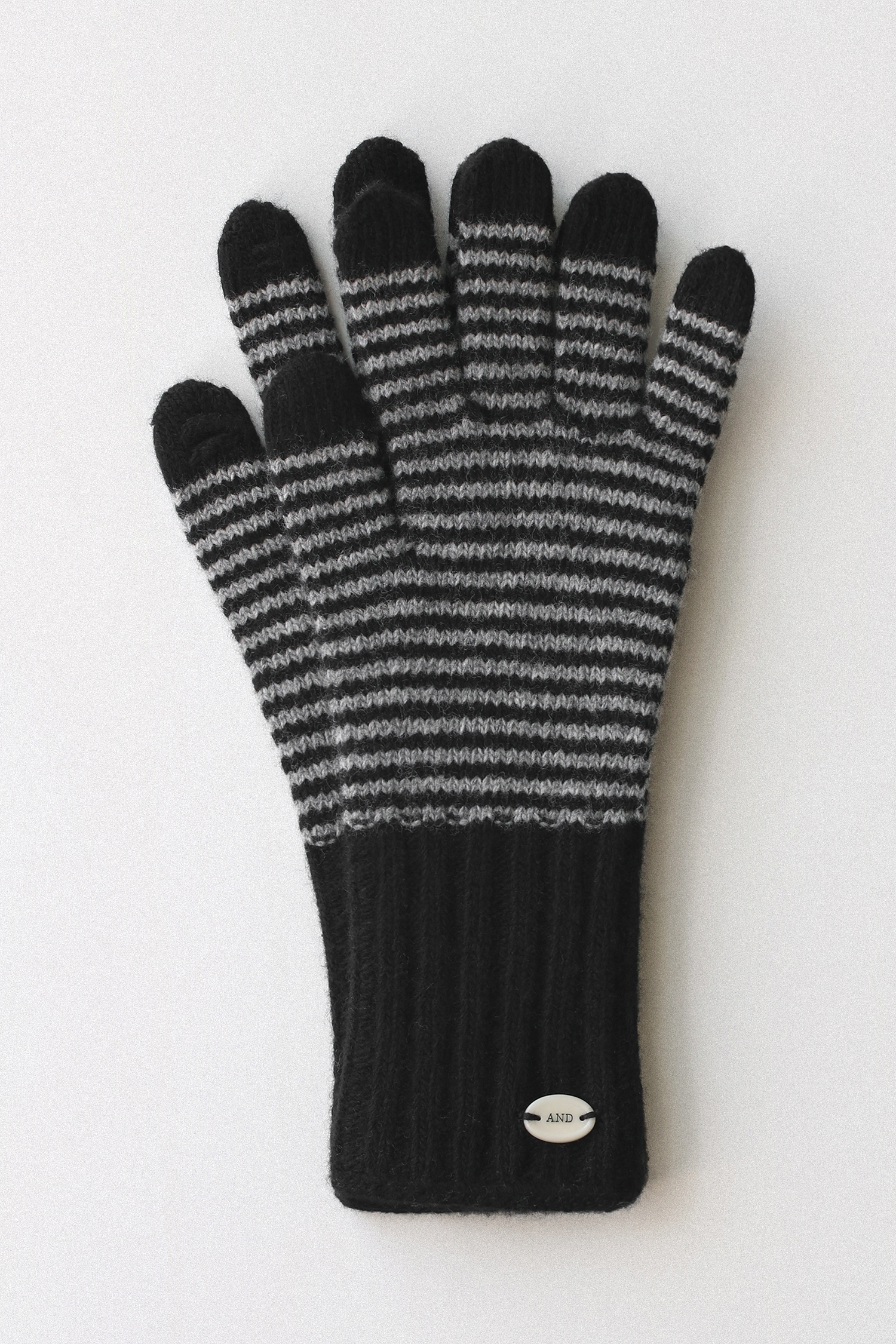 Stripe cashmere gloves (black)