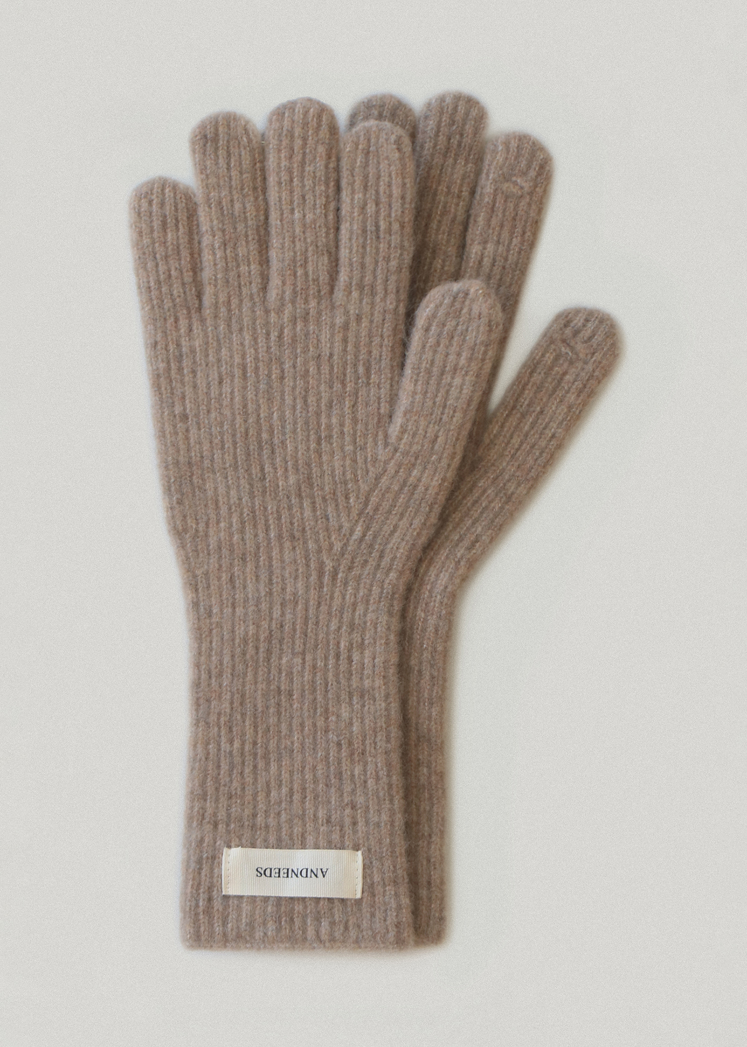 Wool ribbed gloves (brown)