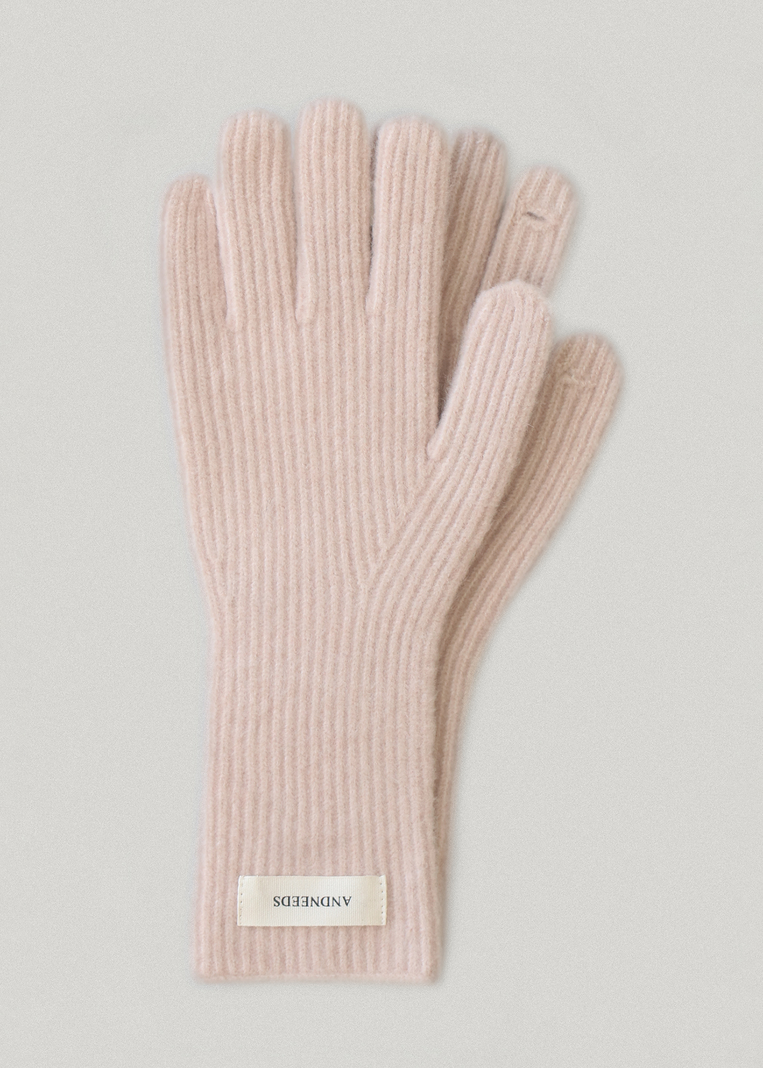 Wool ribbed gloves (pink beige)