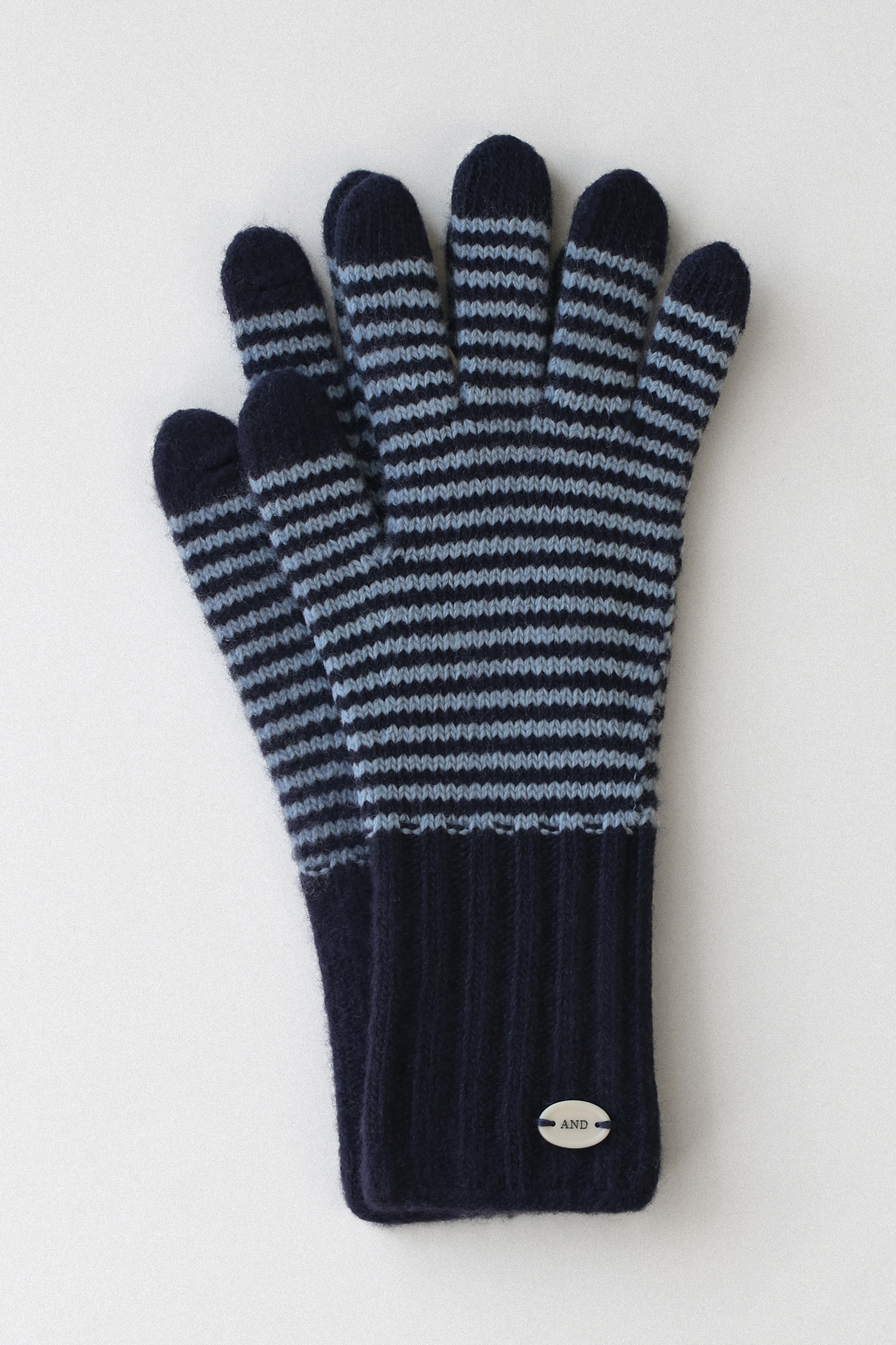 Stripe cashmere gloves (navy)
