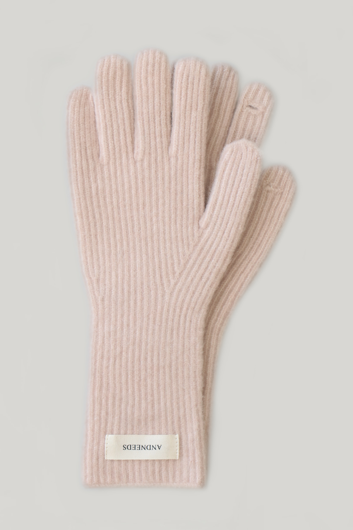 Wool ribbed gloves (pink beige)